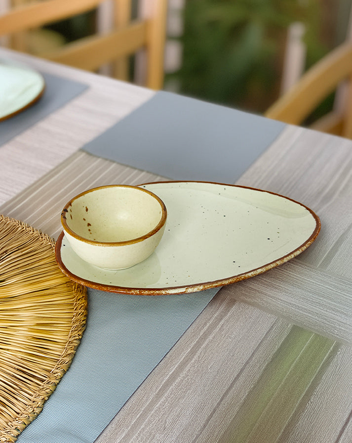 Rustic Charm Plate & Dip Bowl Set