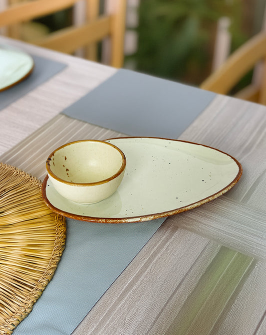 Rustic Charm Plate & Dip Bowl Set