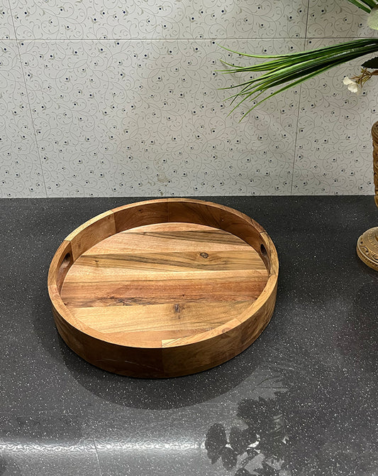 Rustic Round Serving Tray